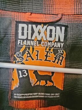 Dixxon Flannel Company Orange & Black Plaid Flannel 5x
